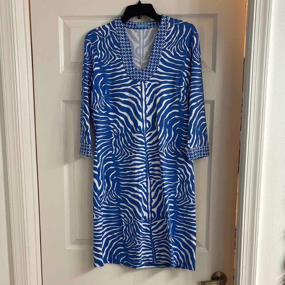 Blue and White Zebra Print Dress